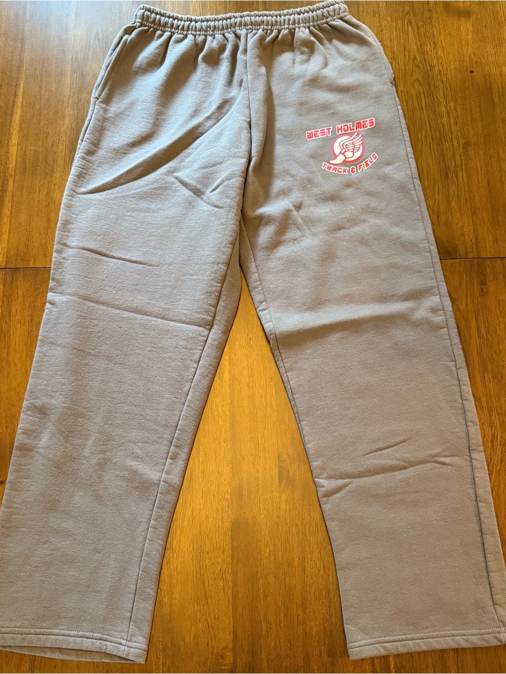 Gildan gray Sweatpants with red Track Logo